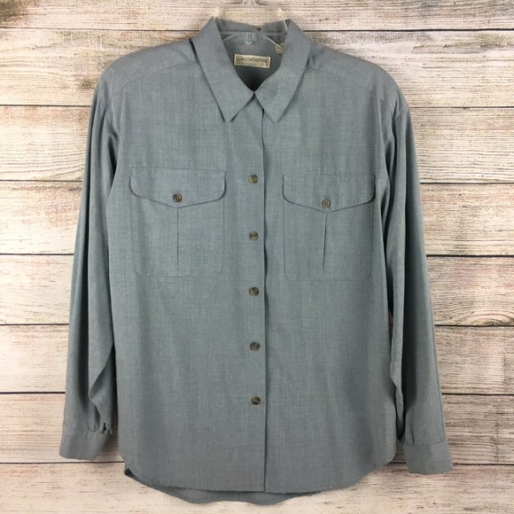 VTG Liz Claiborne Collection Blue Long Sleeve Blouse 90s - Picture 2 of 14